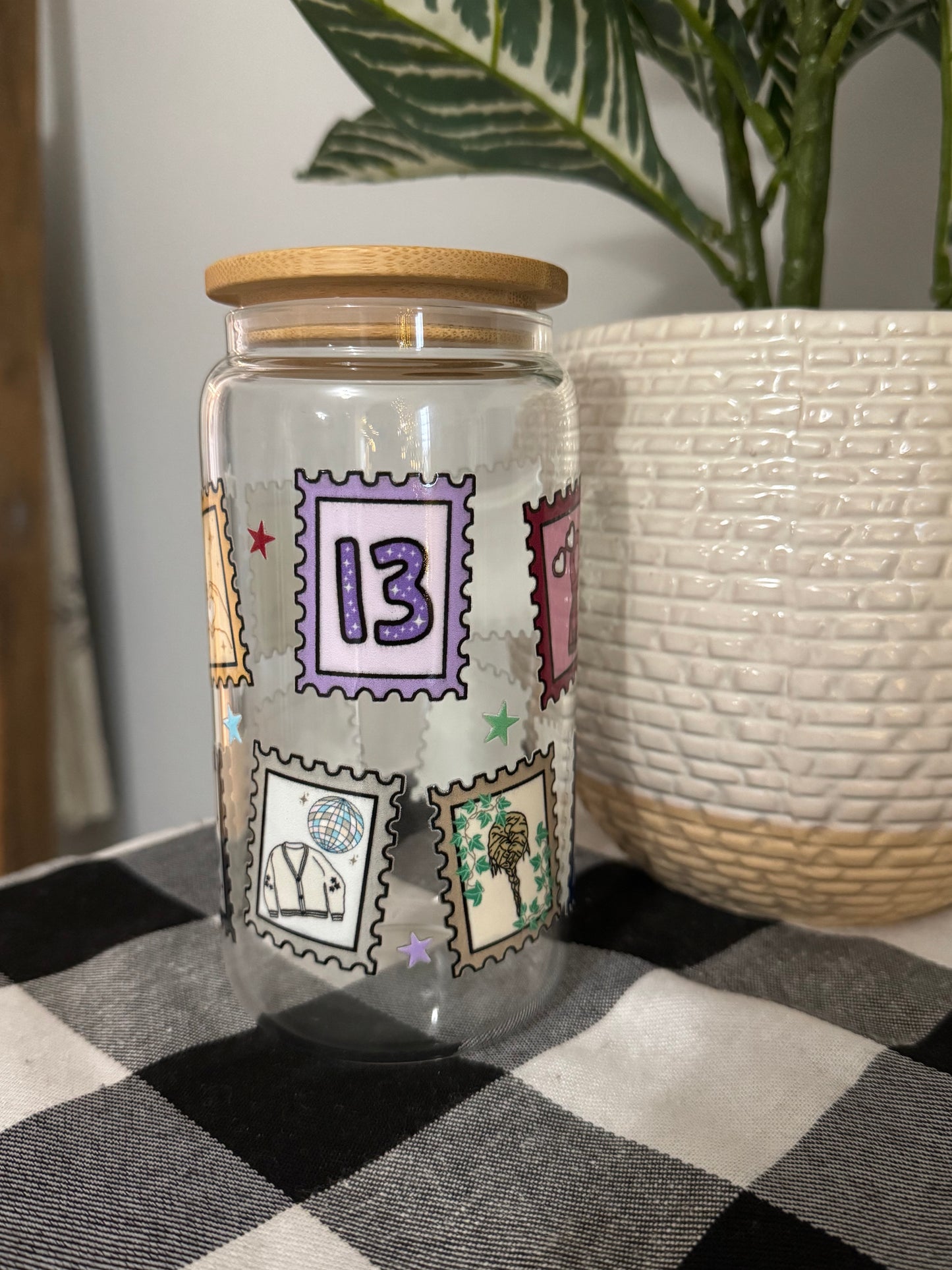 TS Album Stamps - Clear 16 oz glass cup