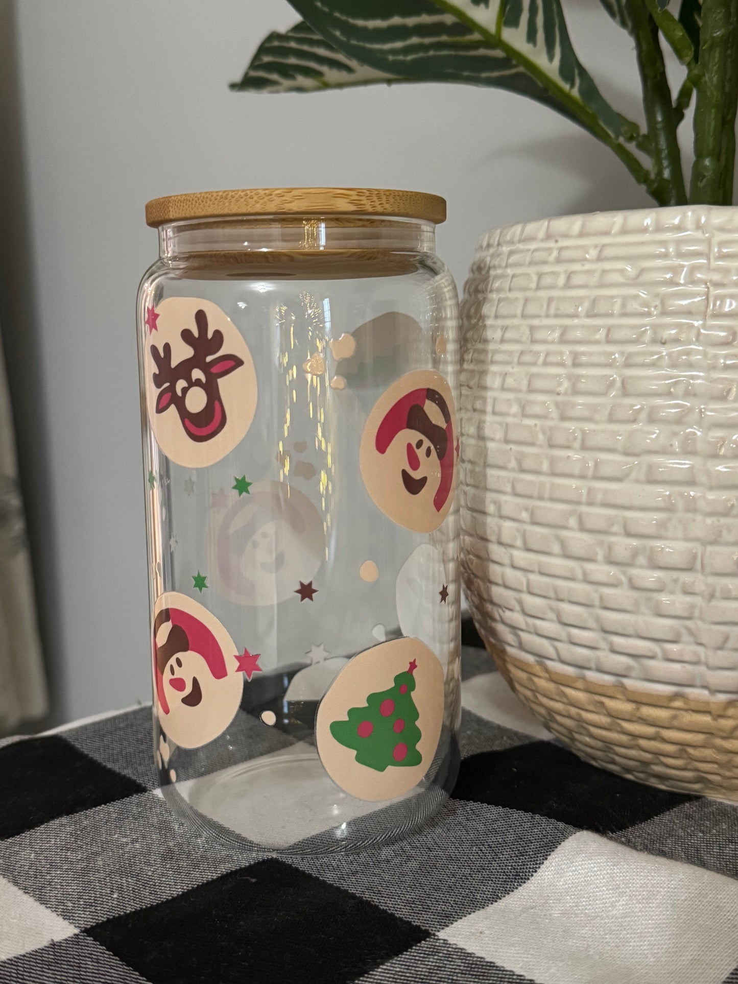 Christmas Cookies 16 oz glass cup