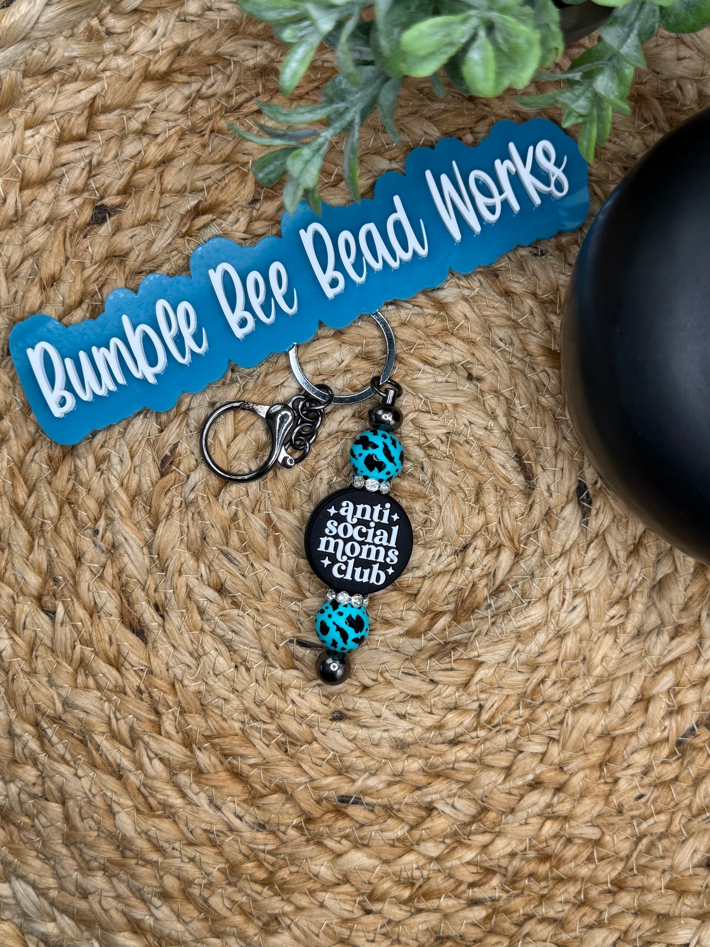 Anit Social Mom's Club - Teal Keychain